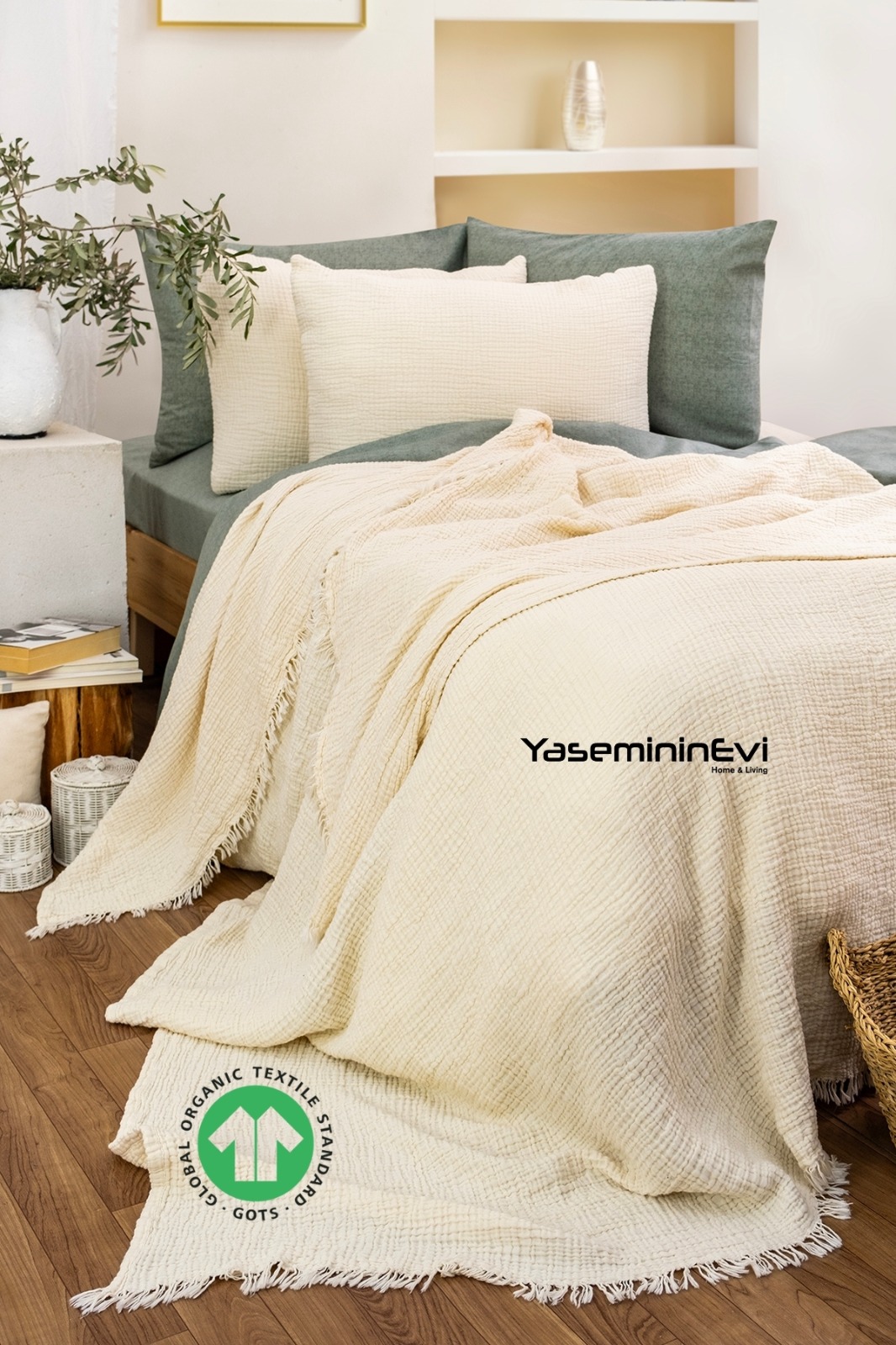 Müslin Yatak Örtüsü İvory - Görsel 5