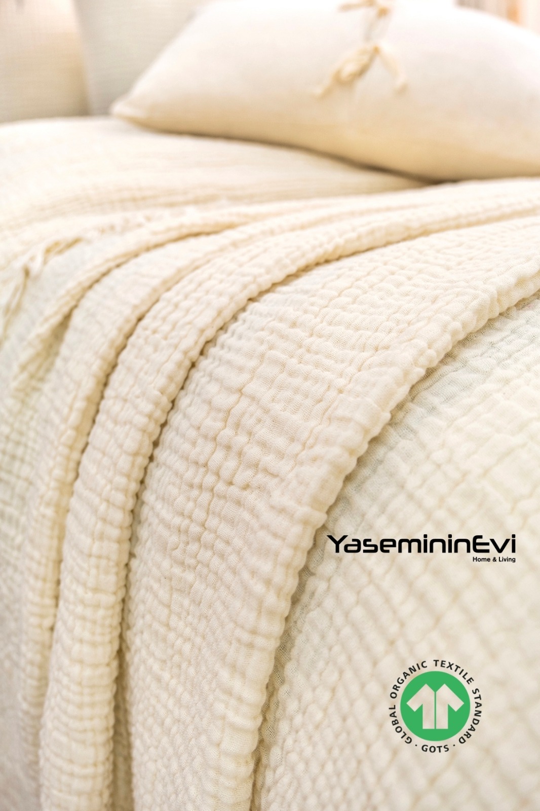Müslin Yatak Örtüsü İvory - Görsel 4