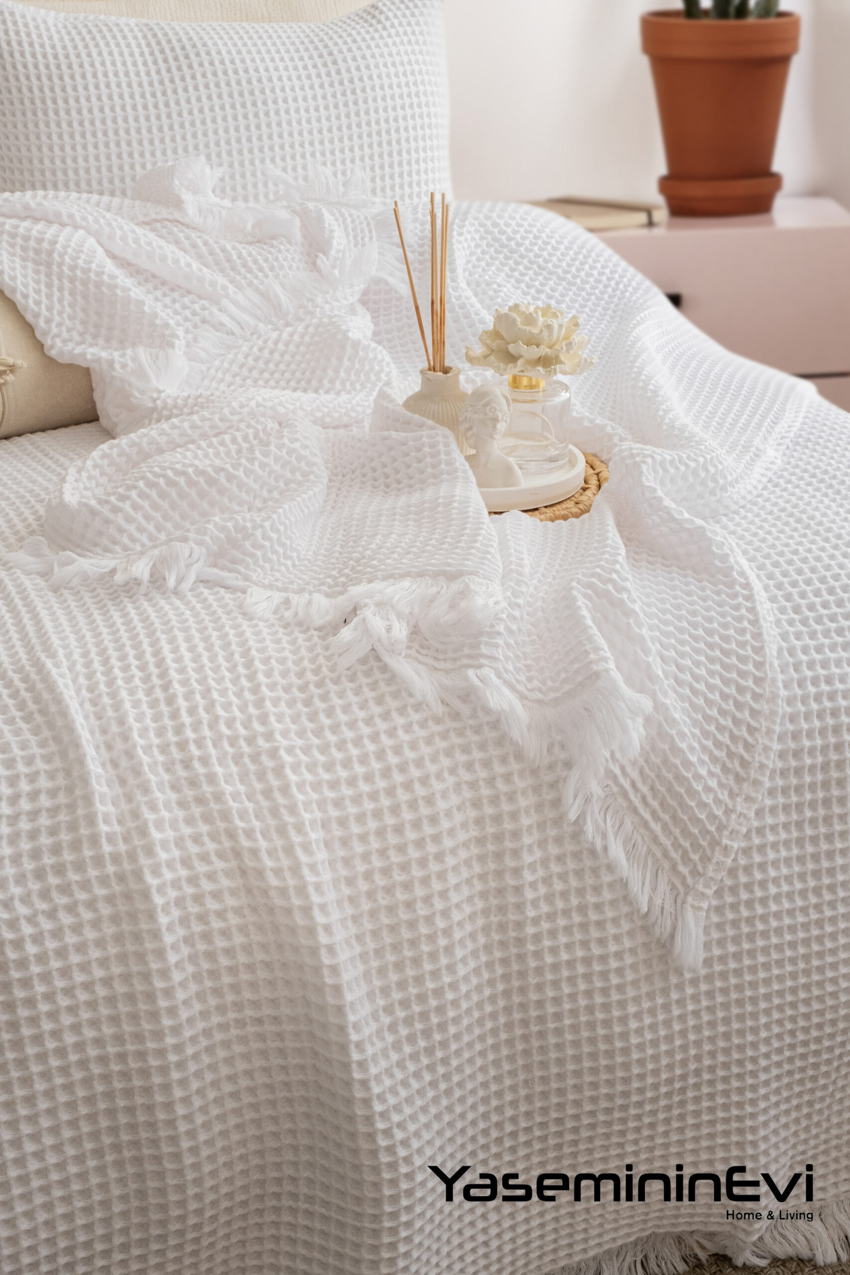 Müslin/ Yatak Örtüsü /Beyaz(kar beyaz) - Görsel 3
