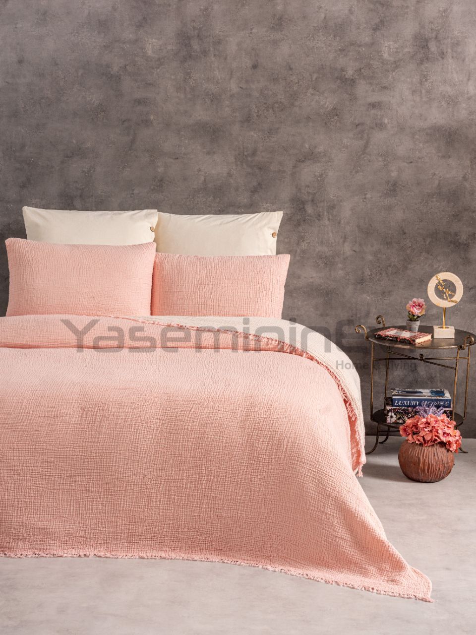 Müslin Yatak Örtüsü Pudra - Görsel 2