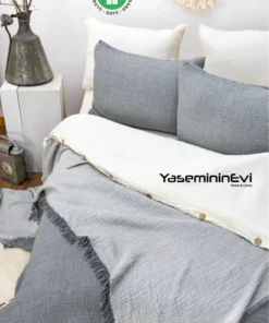 Müslin Yatak Örtüsü Antrasit Gri