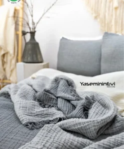 Müslin Yatak Örtüsü Antrasit Gri