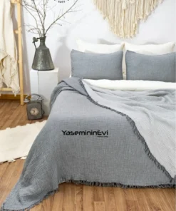 Müslin Yatak Örtüsü Antrasit Gri