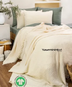 müslin yatak örtüsü ivory