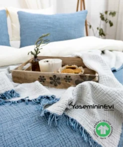 Müslin yatak örtüsü petrol