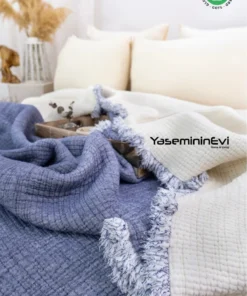 muslin yorgan indigo mavi