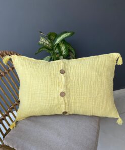 Müslin, Kırlent Kılıfı, Limon Sarısı