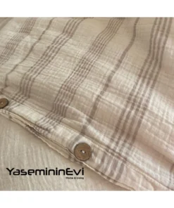 Müslin Nevresim takımı Çizgili Vizon