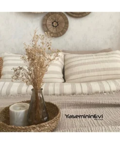 Müslin Nevresim takımı Çizgili Vizon