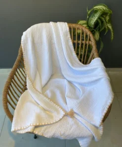 Müslin Bebek Örtüsü Beyaz