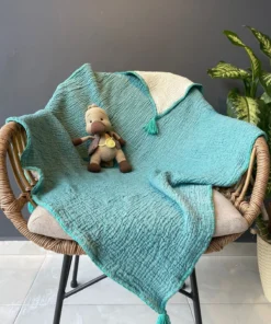 Müslin Bebek Örtüsü Turkuaz