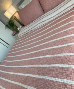 Müslin Çizgili yatak Örtüsü kiremit