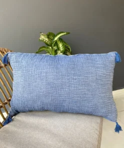 müslin kırlent indigo mavi