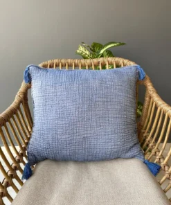 müslin kırlent indigo mavi