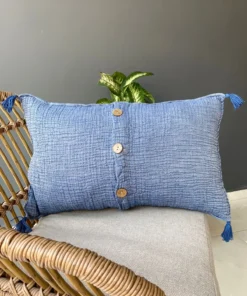 müslin kırlent indigo mavi