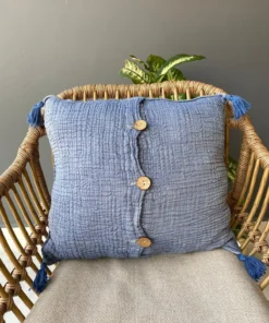 müslin kırlent indigo mavi