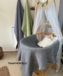Müslin Gri Bebek Yorganı