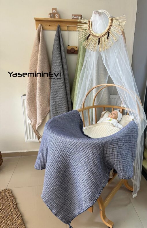 Müslin İndigo Bebek Yorganı