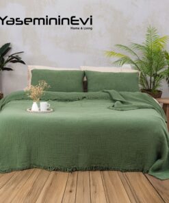 Orman Yeşili  4 Katlı Multi Müslin Yatak Örtüsü Pike