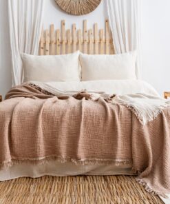 MÜSLİN/ CAPUTCİNO RENK/YATAK ÖRTÜSÜ/PİKE