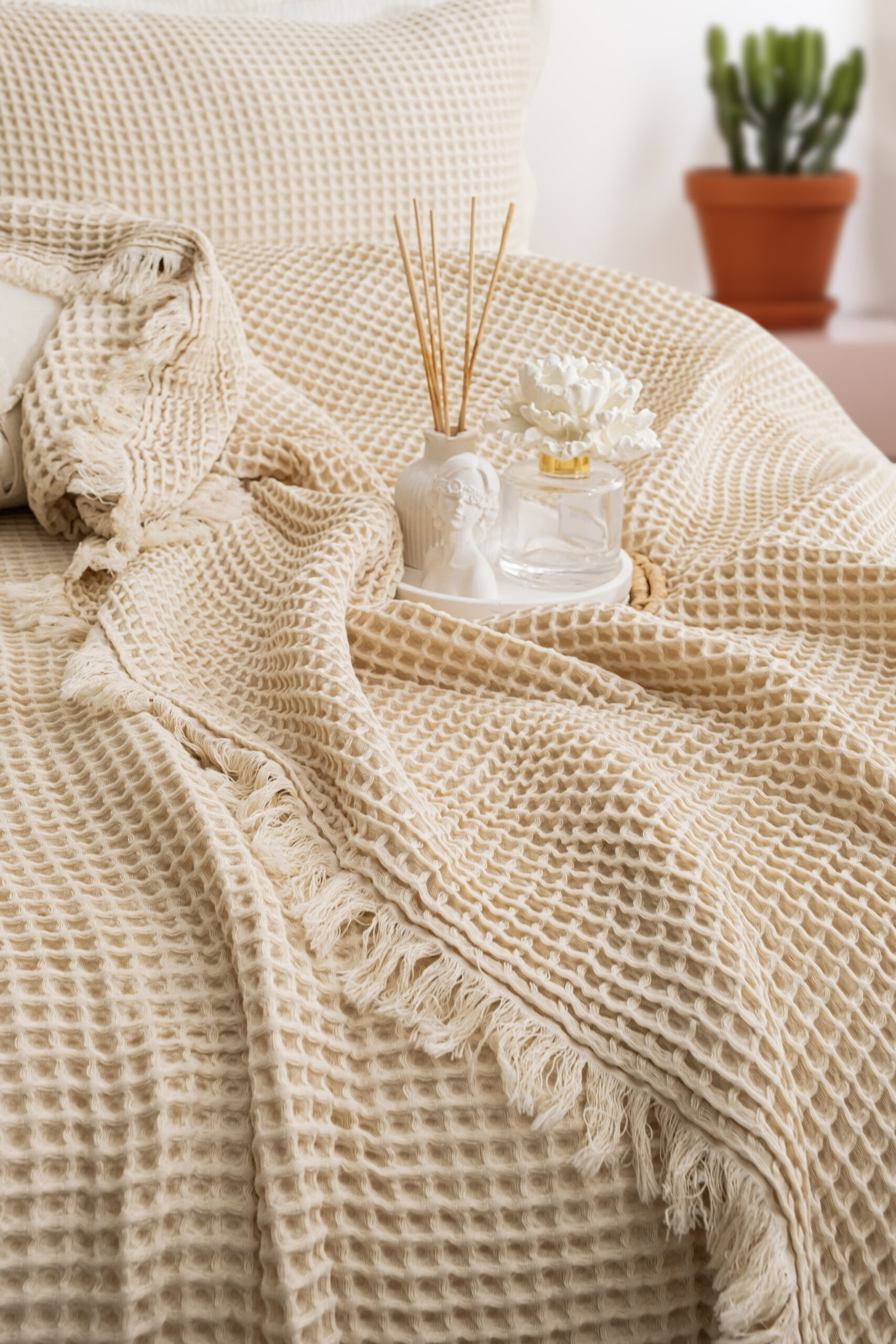 WAFFLE/ BEJ/ TEK KİŞİLİK/ YATAK ÖRTÜSÜ(160X230) - Görsel 3