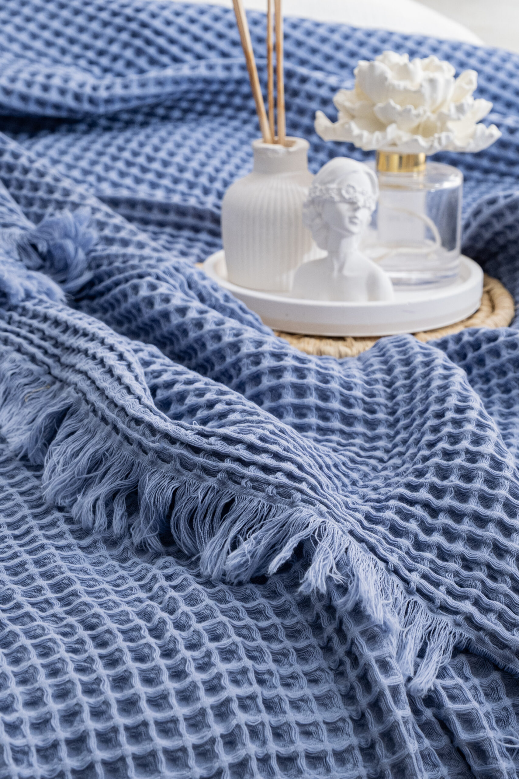 WAFFLE/ MAVİ /KİNG SİZE/ YATAK ÖRTÜSÜ( 260X240) - Görsel 3