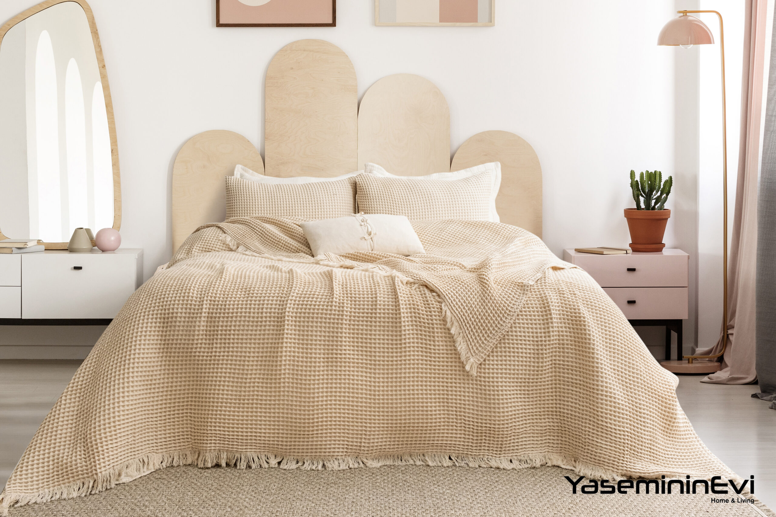 WAFFLE/ BEJ/ TEK KİŞİLİK/ YATAK ÖRTÜSÜ(160X230)