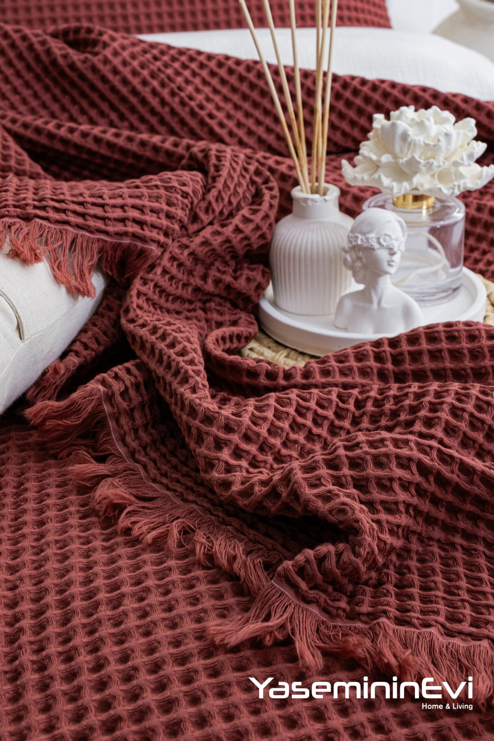 WAFFLE/ BORDO/ KİNG SİZE/ YATAK ÖRTÜSÜ(260X240) - Görsel 3