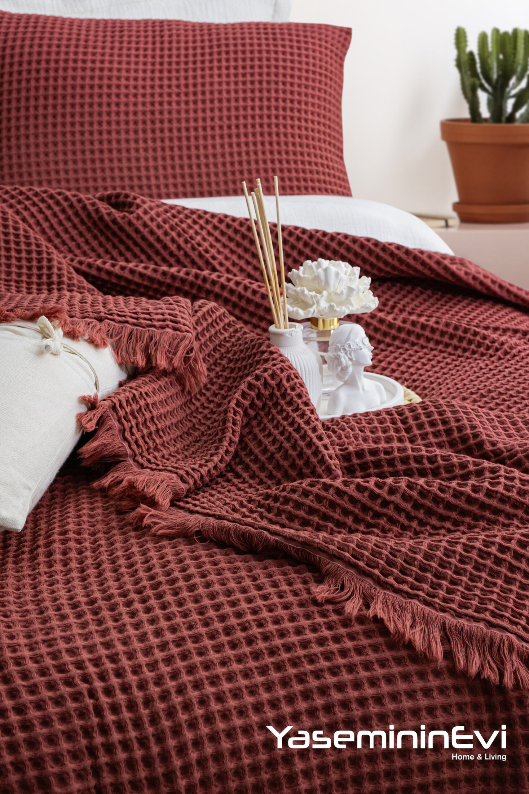 WAFFLE/ BORDO/ KİNG SİZE/ YATAK ÖRTÜSÜ(260X240) - Görsel 4