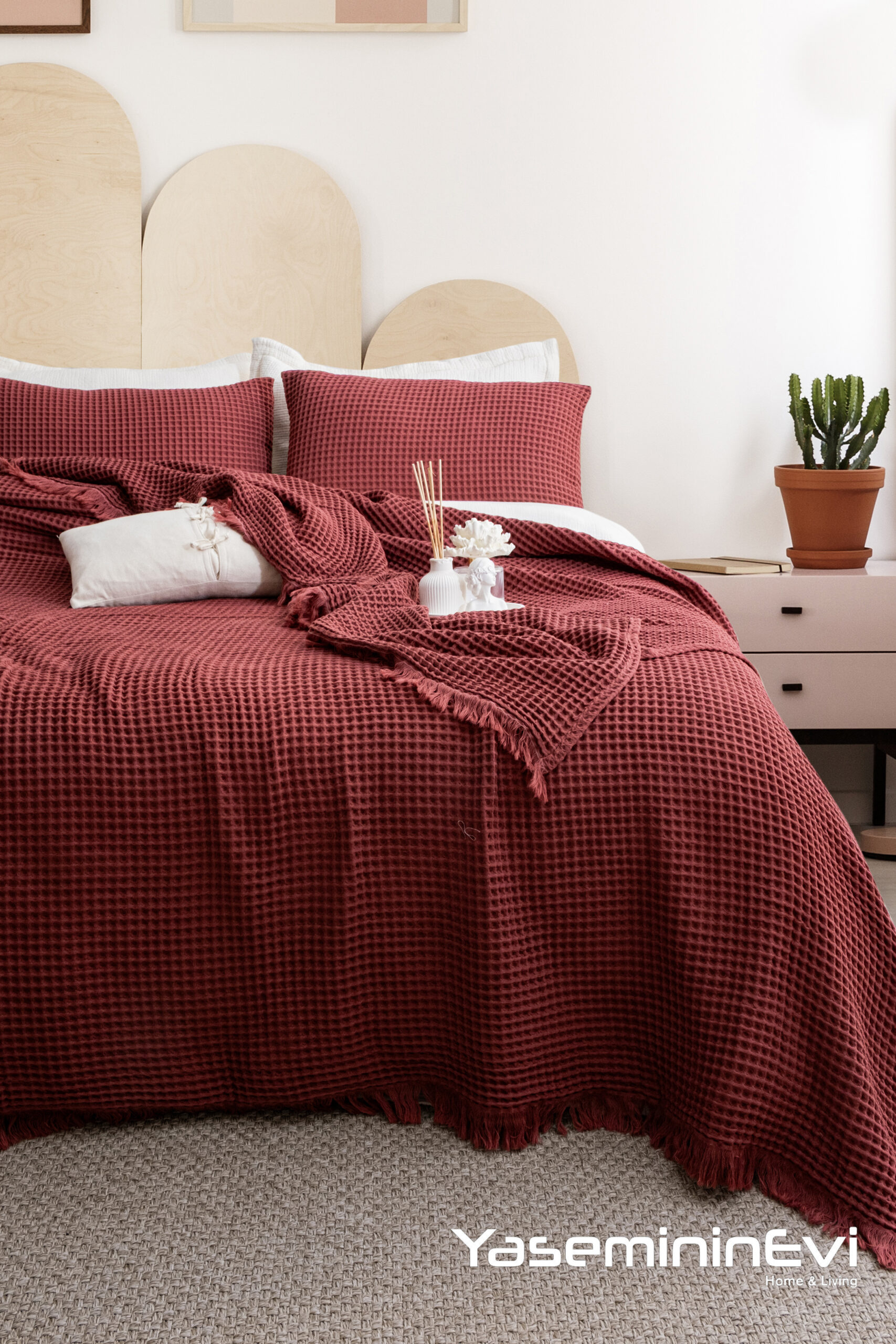 WAFFLE/ BORDO/ KİNG SİZE/ YATAK ÖRTÜSÜ(260X240) - Görsel 5