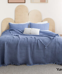 WAFFLE/ MAVİ/ TEK KİŞİLİK/ YATAK ÖRTÜSÜ(160X230)